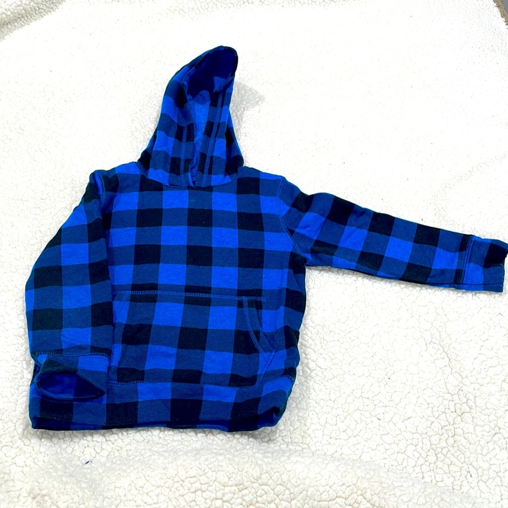 Blue and black checkers sweater